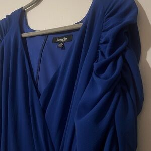 Kensie Royal Blue Gathered Sleeve Dress